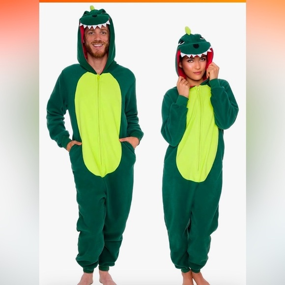 NWT Funziez! Slim Fit Adult Onesie - green dinosaur Cosplay Suit unisex - Picture 1 of 8